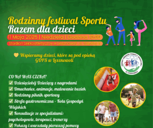 Plakat promujący festiwal sportu dla dzieci