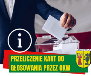 Urna wyborcza. Napis przeliczenie kart do głosowania przez OKW