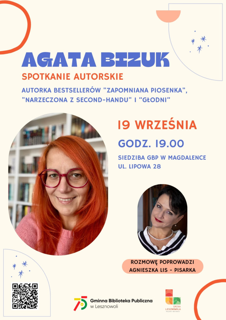 plakat reklamujący spotkanie autorskie z pisarką