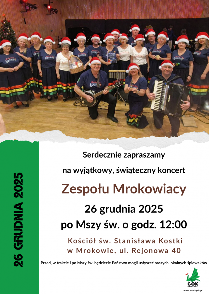 Plakat promujący świąteczny koncert zespołu Mrokowiacy