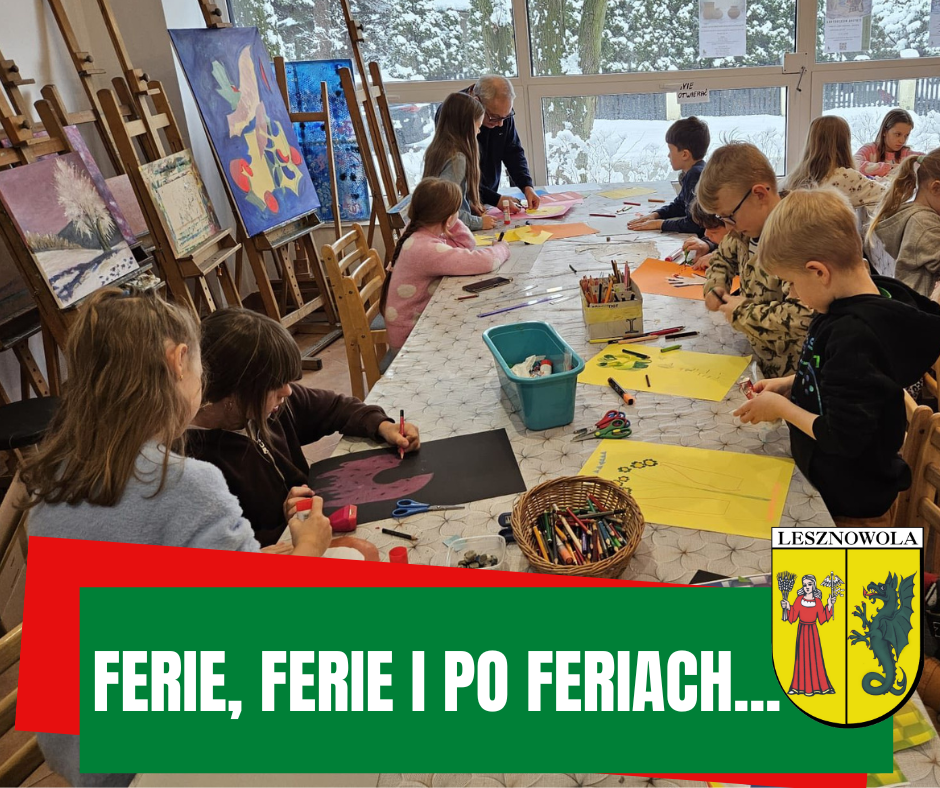 dzieci z Lesznowoli podczas warsztatów zorganizowanych z okazji ferii