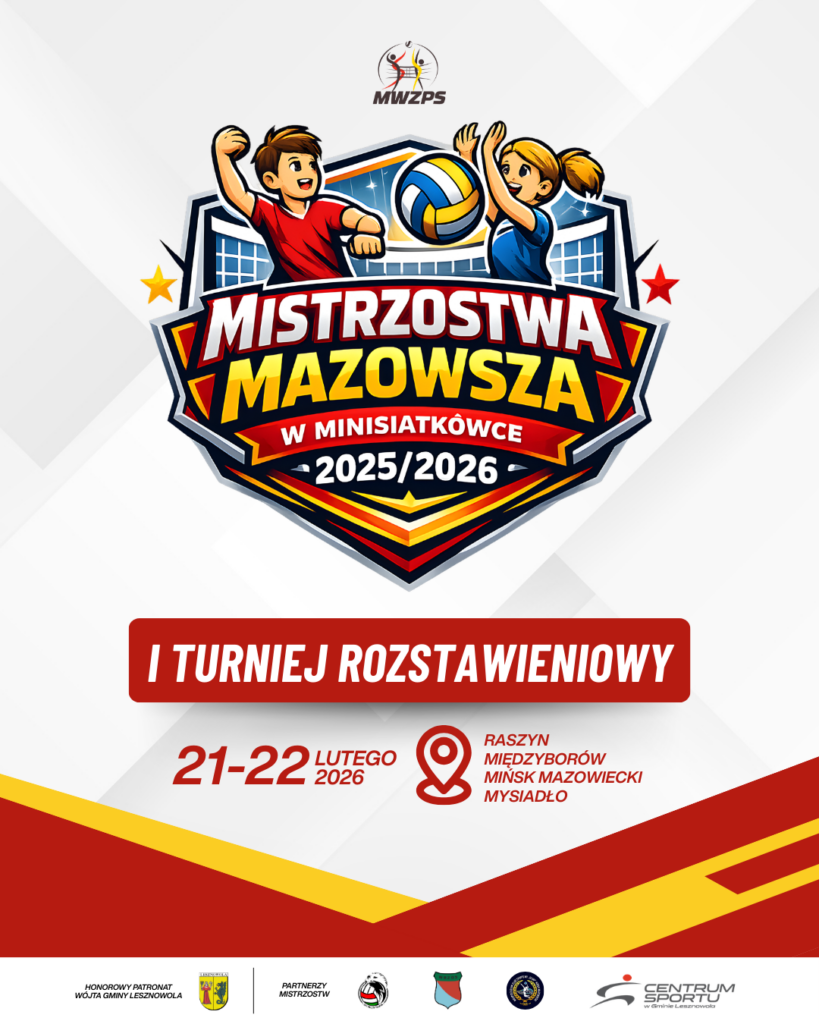 plakat promujący zawody minisiatkówki w gminie lesznowola