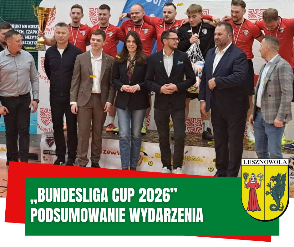 Na obrazku widać stojące osoby - a pod spodem jest napis Bundesliga Cup 2026 - podsumowanie wydarzenia