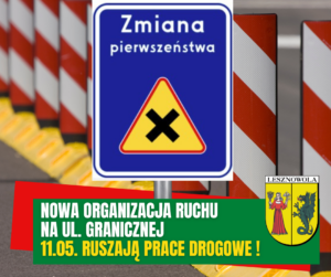 Grafika ze słupkami drogowymi oraz znakiem drogowym D-48 - zmiana pierwszeństwa na pierwszym planie.