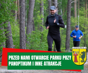 zdjęcie przedstawia dwóch mężczyzn biegających po lesie