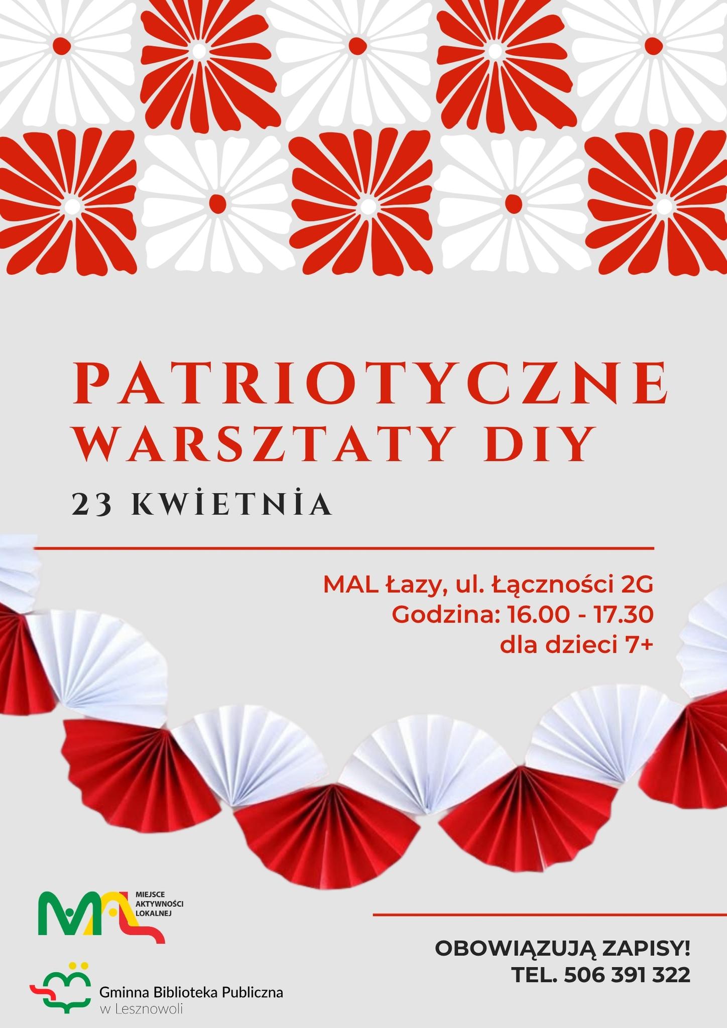 Plakat promujący patriotyczne warsztaty DIY