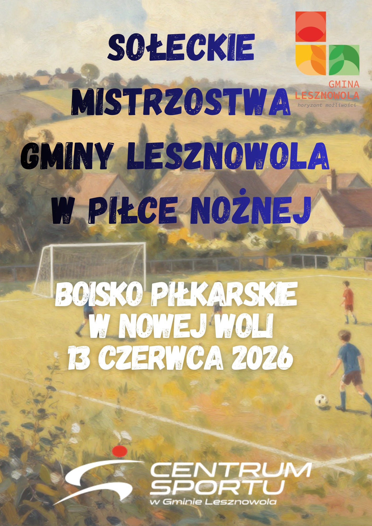 Plakat promujący Mistrzostwa Gminy Lesznowola w Piłce Nożnej