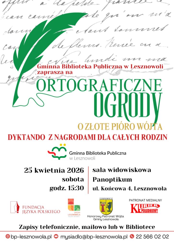 Plakat promujący dyktando o Złote Pióro Wójta
