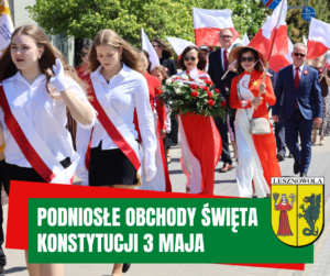 zdjęcie przedstawia pochód 3-majowy w Lesznowoli