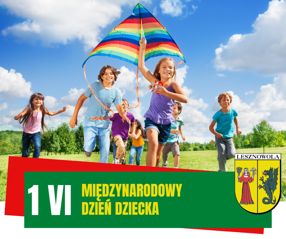 Na obrazku dzieci z latawcem