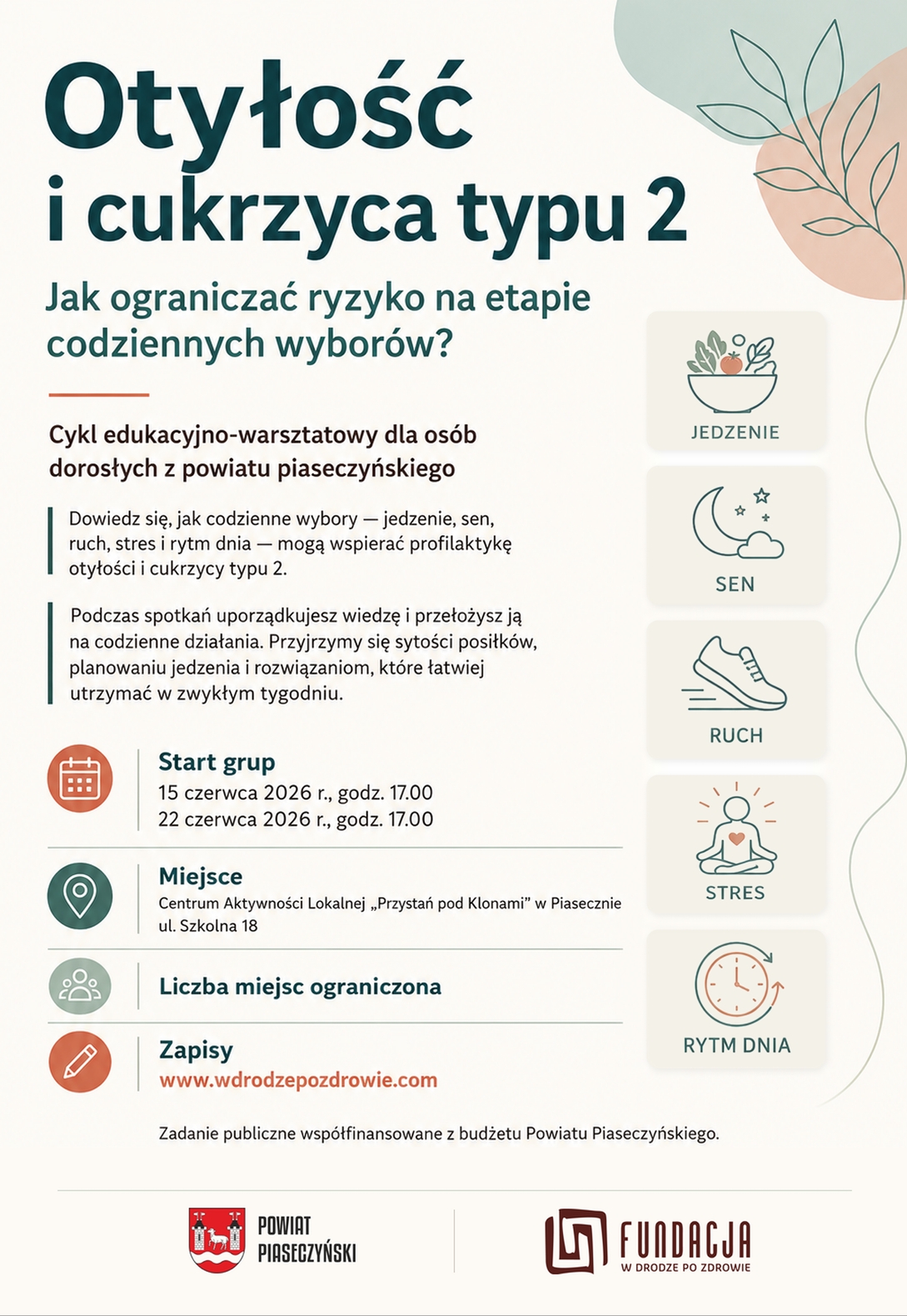 Zapraszamy do wzięcia udziału w cyklu edukacyjno-warsztatowym dotyczącym profilaktyki otyłości i cukrzycy typu 2