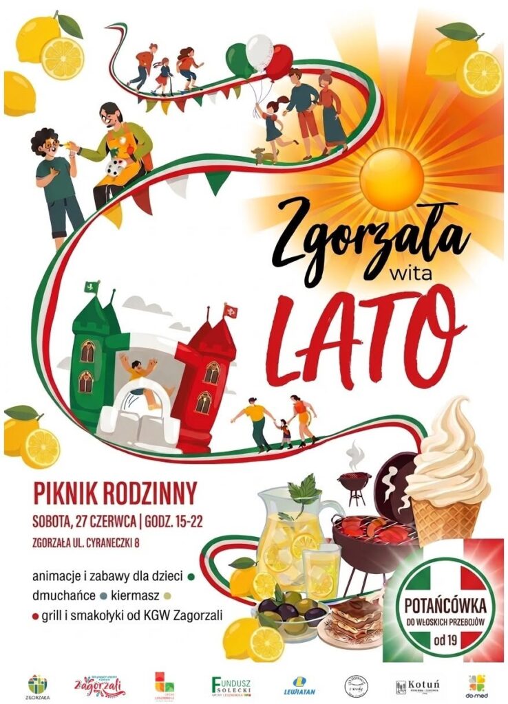 plakat reklamujący piknik rodzinny w zgorzale z okazji powitania lata