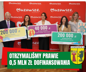 zdjęcie przedstawia czeki na dofinansowanie dla gminy lesznowola