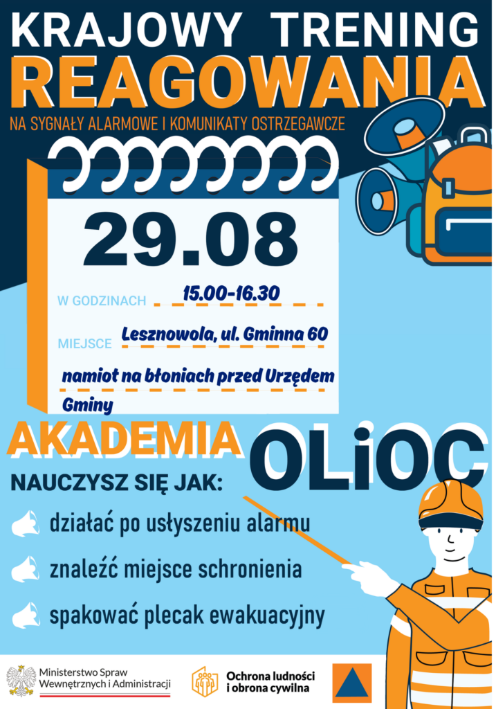Plakat informujący o lesznowolskim punkcie Akademii OLi OC