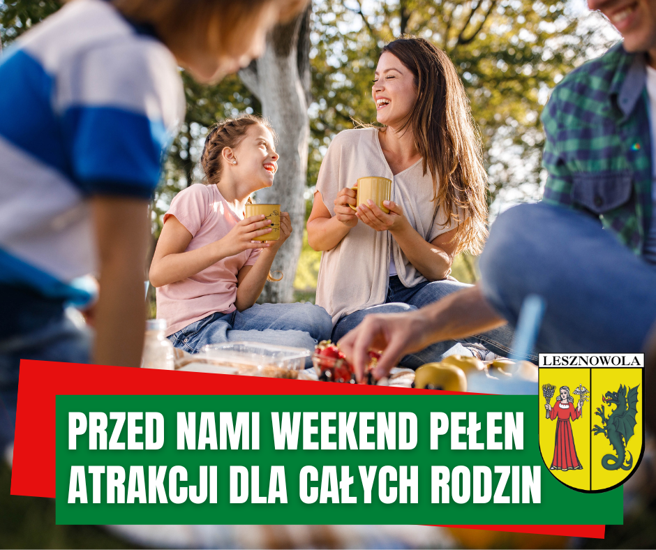 plakat promujący weekendowe wydarzenia w gminie Lesznowola